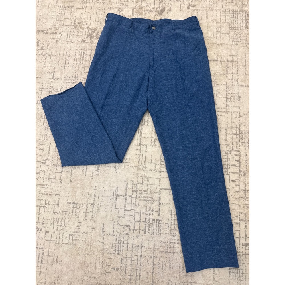 Alan Flusser Men's Heathered Navy Dress Pants